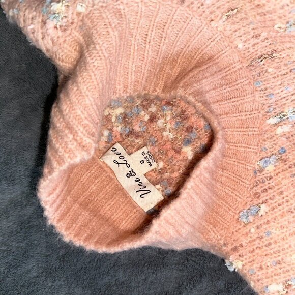 Peach Pink Confetti Popcorn Sweater High Neck Long Sleeve Love & Vine Size Small - Picture 8 of 10